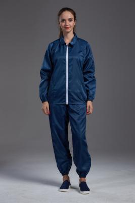 China Electronic industry used Anti Static ESD Jacket and pants dark blue autoclaved sterilzd uniform for sale