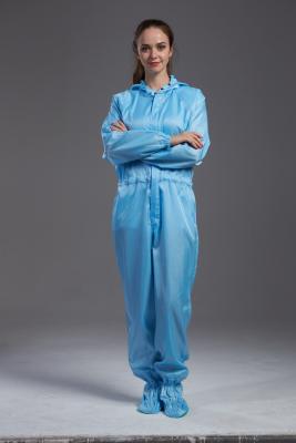 Anti static ESD autoclavable cleanroom blue coverall with hood and shoes cover for class 100