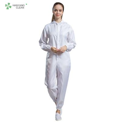 China Anti Static ESD Cleanroom Overall Connect With Hood Dust Free Coverall for sale
