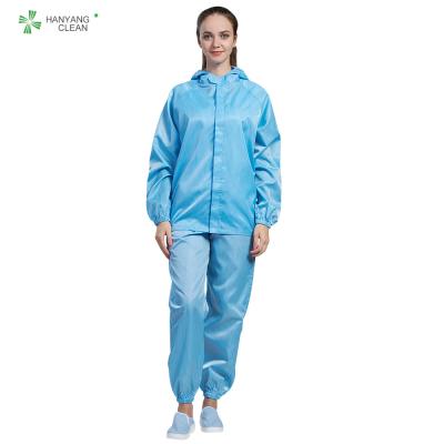China ESD antistatic Reusable Blue cleanroom suit jacket and pants workwear uniform suitable for electronic industry for sale