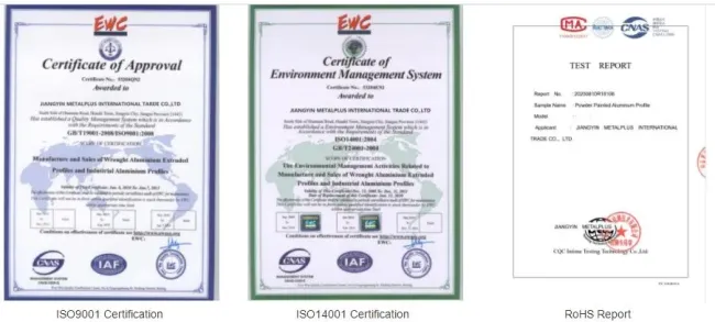 Company certifications and quality standards