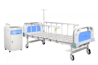 China Two Crank ABS Headboard 830MM Manual Medical Bed Hospital Manual Bed Patient Bed for sale