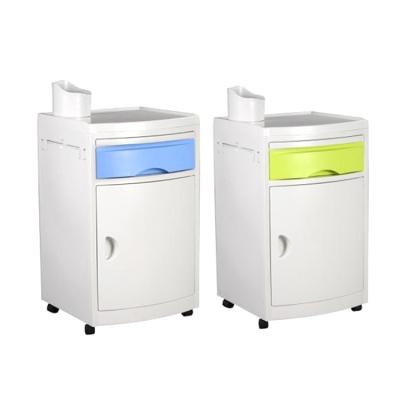 China Movable 800MM ABS Plastic Hospital Bedside Cabinet Bedside Locker Table for sale