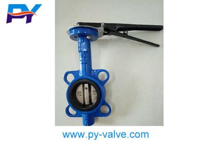 China Wafer type handle drives the cast iron rubber seal butterfly valve manufacturer. for sale