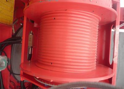 China Red 10 Ton Rope Winch Machine , Grooved Drum Winch Automatic Rope Arrangement for sale