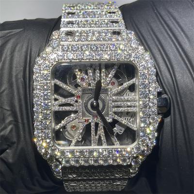 China 41mm VVS Jewelry Diamond Watch 29 Carats Skeleton Diamond Watch for sale