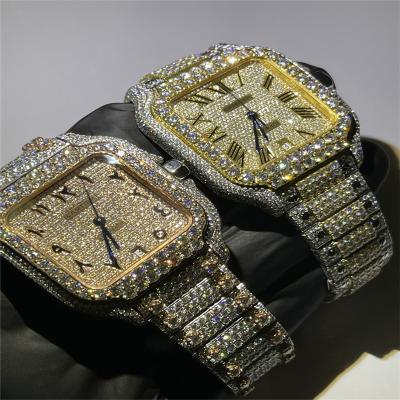 China Relógio Diamond Watch For Men natural fraco branco de Gem Stone Moissanite Bust Down à venda