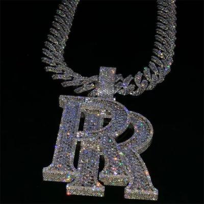 Chine Charme pendant 18k Hip Hop Diamond Necklace Letter Name de 1 pouce VVS Moissanite à vendre