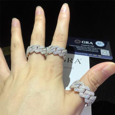 China 925 Sterling Silver Moissanite Man Rings Miami Cuban Link Silver Diamond Jewelry for sale