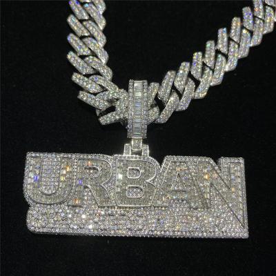 China La joyería 925 Moissanite Hip Hop pendiente encadena el collar VVS del corte del Baguette de Sterling Silver 18k en venta