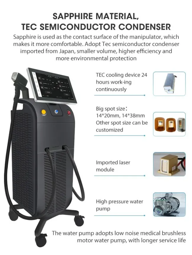 Diode Laser Hair Removal Machine Laser Diode 4 Waves 808 755 940 1064 Laser Ice Titanium Machine Salon Beauty Equipment