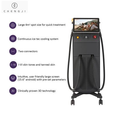 China CJ Ice Titanium 755Nm 808Nm 1064Nm 808 Diode Laser Tec Cooling Laser Hair Removal Machine Beauty Salon Equipment 2In1 Ipl for sale