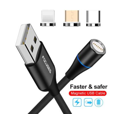 China Nylon Braided 3 In 1 Magnetic USB Charging Cable 3.0 A Micro Type C Cable for sale