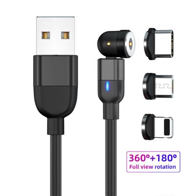 China 540 la carga por USB magnética de la rotación 3A telegrafía 3 en 1 cable de datos magnético en venta