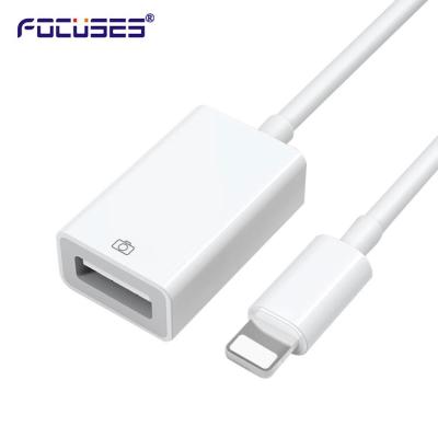 China White OEM USB OTG Cable Adapter ROHS USB To Lightning OTG Cable for sale
