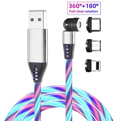 China 5PIN 1M Magnetic Data Charging Cable Glowing LED Magnetic 3 In 1 USB Charging Cable for sale