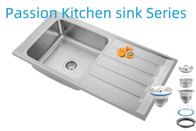 China Modern Rear Drain Placement Kitchen Sink With Drainboard for Contemporary Kitchens for sale