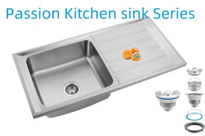China Modern Rear Drain Placement Kitchen Sink With Drainboard for Contemporary Kitchens for sale
