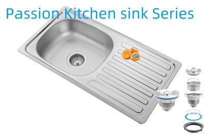 China 33 X 22 Inches Kitchen Sink With Drainboard Stainless Steel 18/10 Chromium/Nickel and Accessories Colander for sale