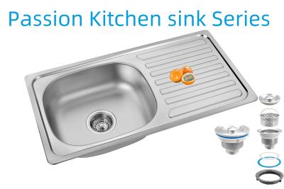 China 33 X 22 Inches Kitchen Sink With Drainboard Stainless Steel 18/10 Chromium/Nickel and Accessories Colander for sale