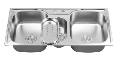 中国 溶接の3個の洗面器のステンレス鋼三重ボールの台所の流し1000*480*200mm 販売のため