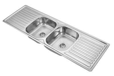 China 1 Faucet Hole Top Mount Brushed Stainless Steel Kitchen Sink 1500*500*210mm for sale