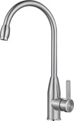 China Fixed Coil Brushed Silver Stainless Steel Kitchen Tap Home Use for sale
