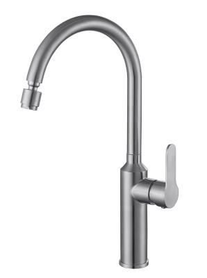 China Chrome 304SS Single Handle Kitchen Faucet Mixer Cold And Hot for sale