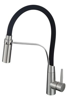 China Flexible Kitchen Black Stainless Steel Faucet 1.8 Gallons / Min for sale