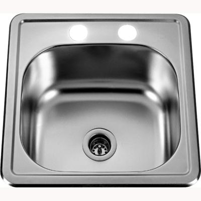 China Latin American One Piece Top Mount Stainless Steel Sink 15X15 Inch for sale