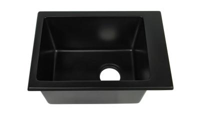 China Square Single Basin Quartz Stone Kitchen Sink Black Color 245mm Depth for sale