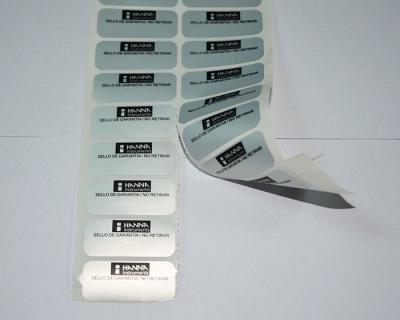China Security Cut Warning Self Adhesive Security Labels PET Silver VOID Tamper Sticker for sale