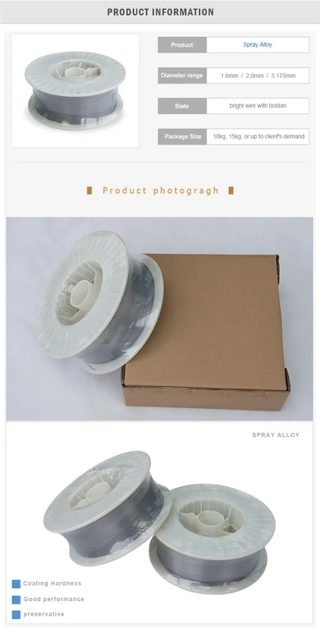 1.6mm ss420 Tafa 60t Metcoloy 2 Thermal Spray Wire for Arc Spray
