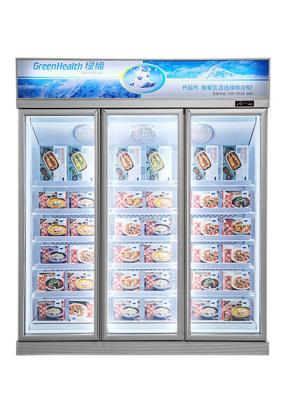 China 3 la fan comercial vertical del congelador -22°C de la exhibición de las puertas que se refresca con automático descongela en venta