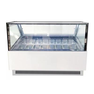 China Dessert Station Stainless Steel Ice Cream Dipping Display Freezer 16 Tanks for sale