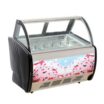 China 12 Pans Grey Color Italian Gelato Display Freezer For Ice Cream Shop for sale