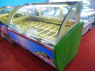 China 18 Trays R404a Green Commercial Ice Cream Display Freezer For Shop for sale