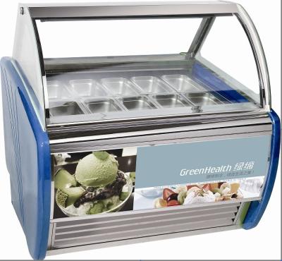 China 10 Pans Blue Hard Ice Cream Display Freezer Custom For Store / Mall for sale