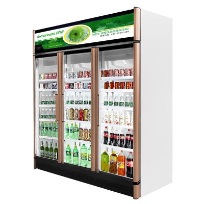 China Fan Assisted Commercial Glass Door Display Refrigerator / 3 Doors Upright Display Chiller for sale