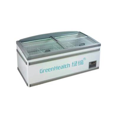 China Carrel Controller Combine Commercial Display Island Freezer With Sliding Doors for sale