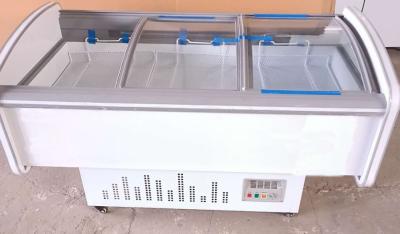 China Refrigerador abierto de la exhibición de la puerta de vidrios de desplazamiento del autoservicio 3 congelado para la carne/el congelador del helado en la tienda vegetal en venta