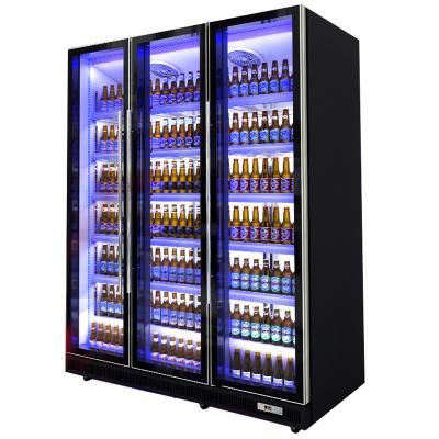 China Black Body Commercial Upright Freezer Beverage Refrigerator With Five Layer Shelves for sale