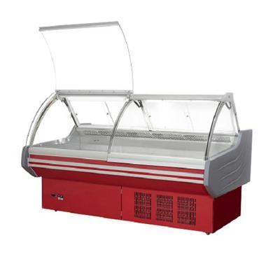 China Refrigerated Display Cases Front Flip Open Supermarket Display Refrigerator for sale
