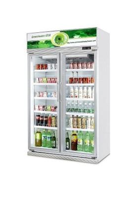 中国 セリウムの商業飲料のクーラー2つのガラスのドアの冷蔵庫の冷凍庫の表示ショーケース 販売のため