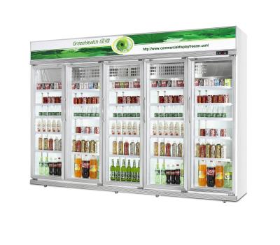 China Danfoss Compressor White Large Commercial Refrigerator Glass Door For Beverage Cooler for sale