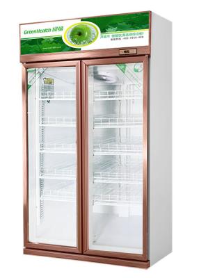 China Luxury Style Upright Fridge Commercial Display Cooler Champagne for sale