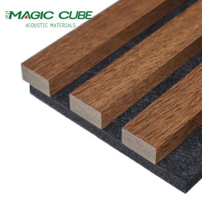 China Easy Installation Wrapped Aku Panel Decorative 3 Side Vertical Wood Strip Wall for sale