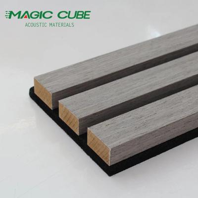 China Akupanel Wood Veneer Acoustic Panels 3 Side Slatted Cladding Panels for sale
