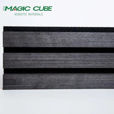 China Fireproof Finish Aku Panel 3 Side Slatted Acoustic Wood Veneer Panels for sale