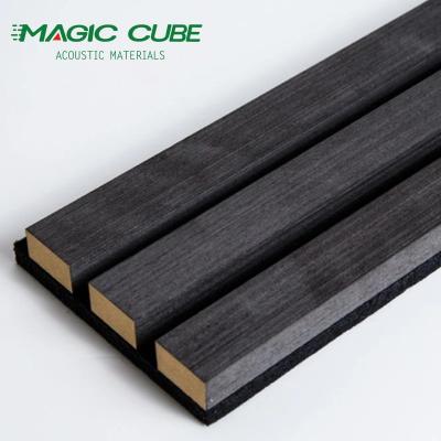 China 3 Side Slatted Aku Panel Acoustic Wood Veneer Slat Panels Fire Resistance for sale